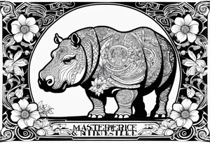 Hippo, flowers, moon, interstella, 
Extreme fine lines, tribal, geometric, japanese tattoo idea