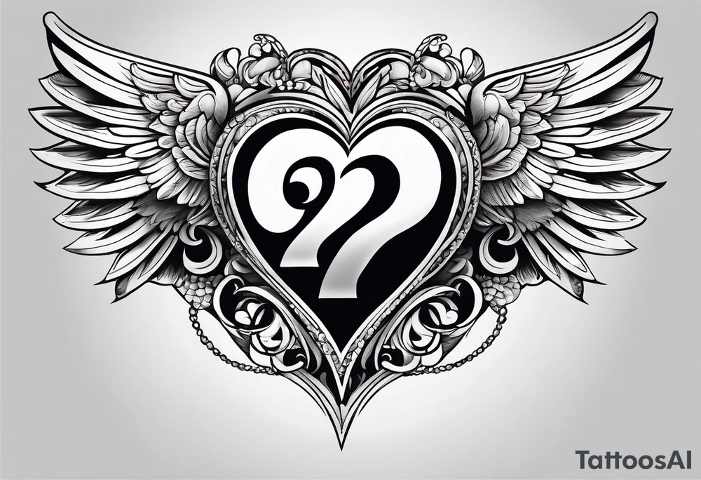 A heart in the form of the number 22 with wings tattoo idea