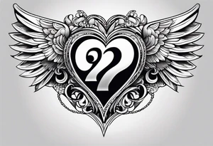 A heart in the form of the number 22 with wings tattoo idea