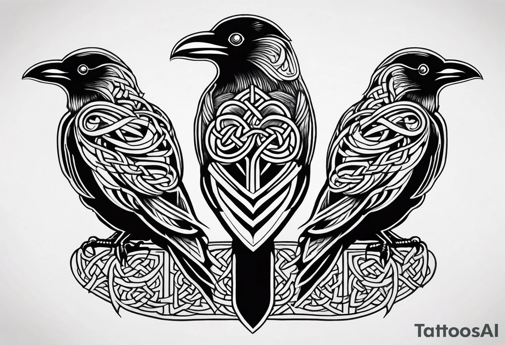 3 ravens made of Celtic knots tattoo idea