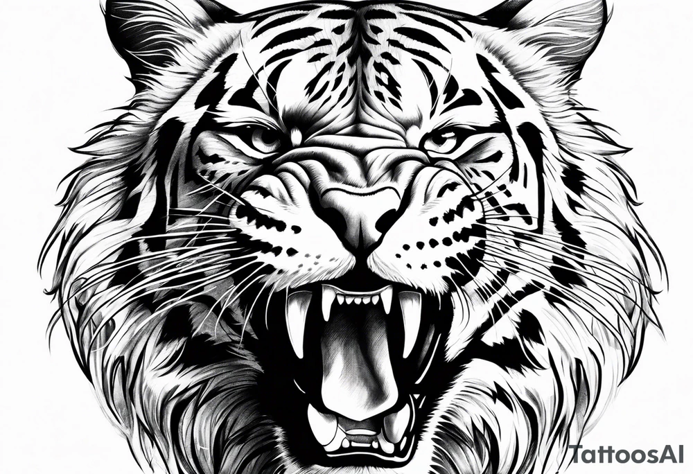 big cat growling tattoo idea