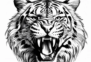 big cat growling tattoo idea