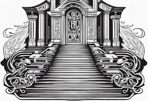 Valhalla sword shield stairs tattoo idea