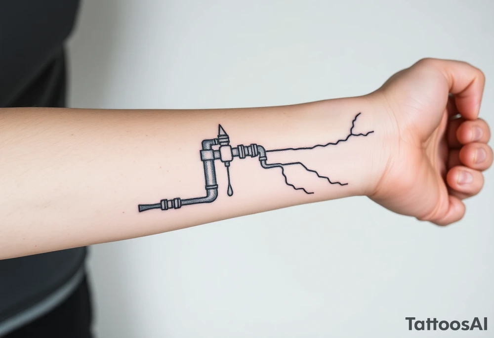 System of pipes that transitions and transforms into veins of forearm tattoo idea