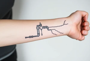 System of pipes that transitions and transforms into veins of forearm tattoo idea