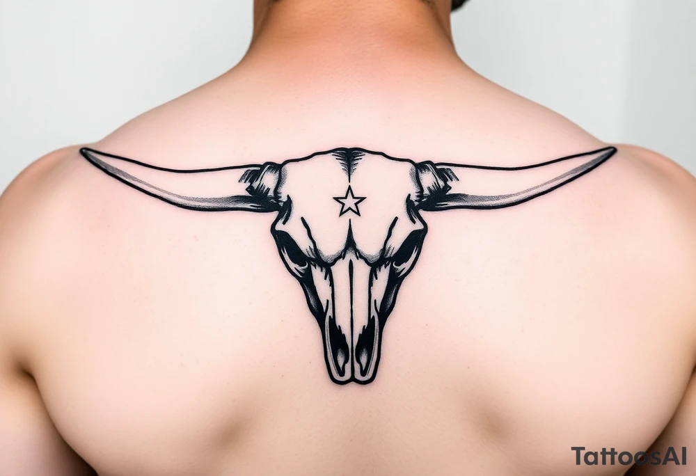 Longhorn skull with Texas flag tattoo idea