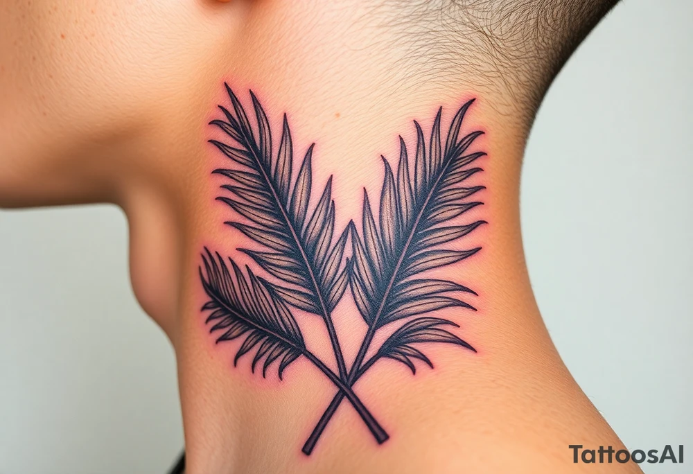 large woven palm leaves tattoo idea