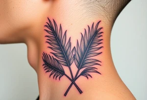 large woven palm leaves tattoo idea