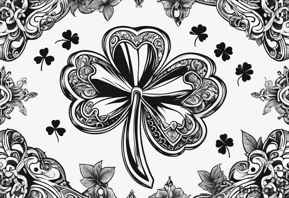 4 leaf clover with horseshoe and dice tattoo idea