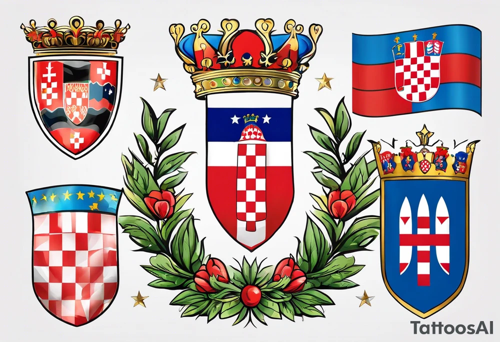 flags of croatia, serbia, slovenia tattoo idea