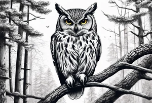 owl forest tattoo idea