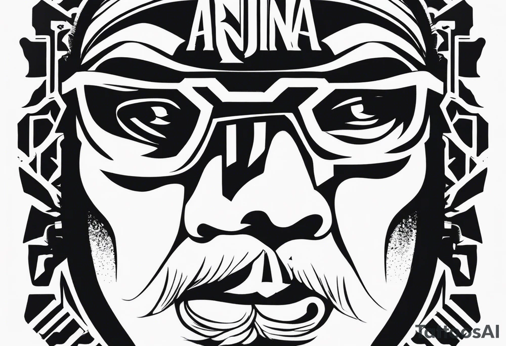 the letters A R in the middle of a ninja headband tattoo idea