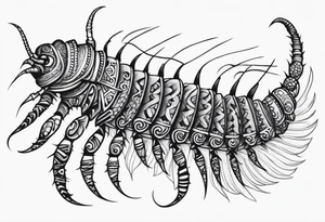 Long many legs tribal centipede tattoo idea