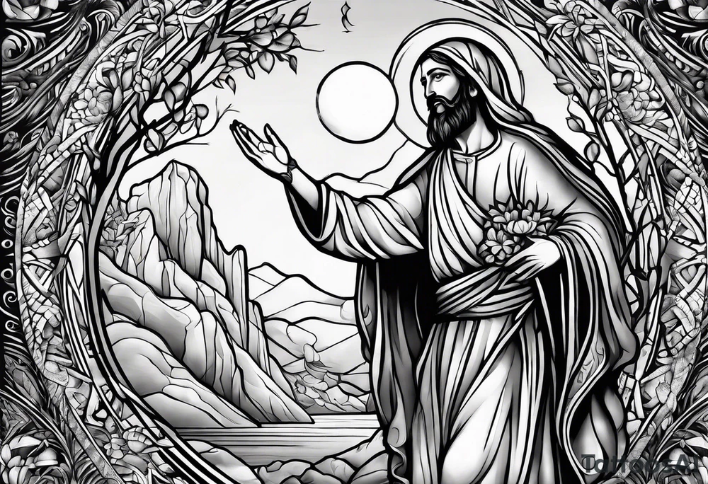 beggar reaching for Jesus Christ tattoo idea