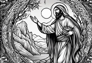 beggar reaching for Jesus Christ tattoo idea