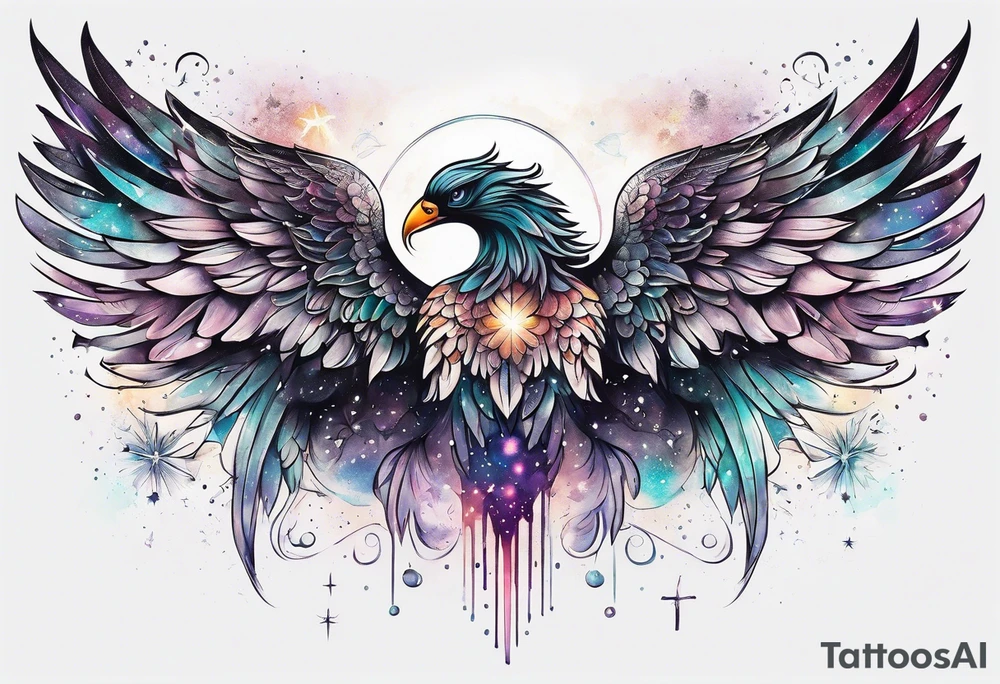 Constellation, Angel wing , animal  snow , cross tattoo idea