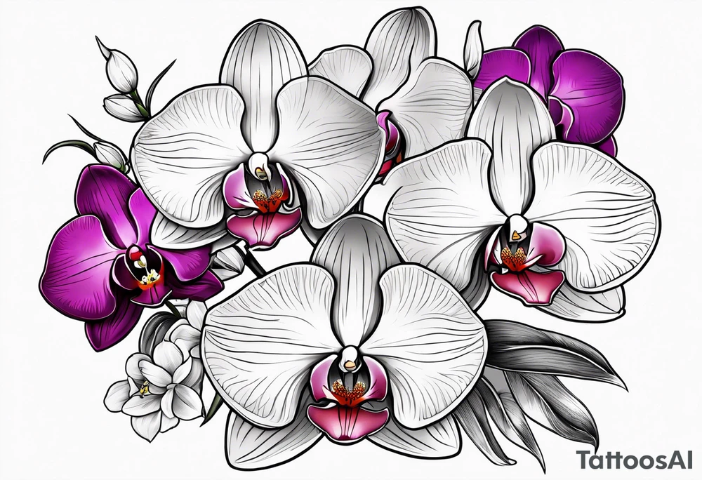 Orchid and wildflowers tattoo idea