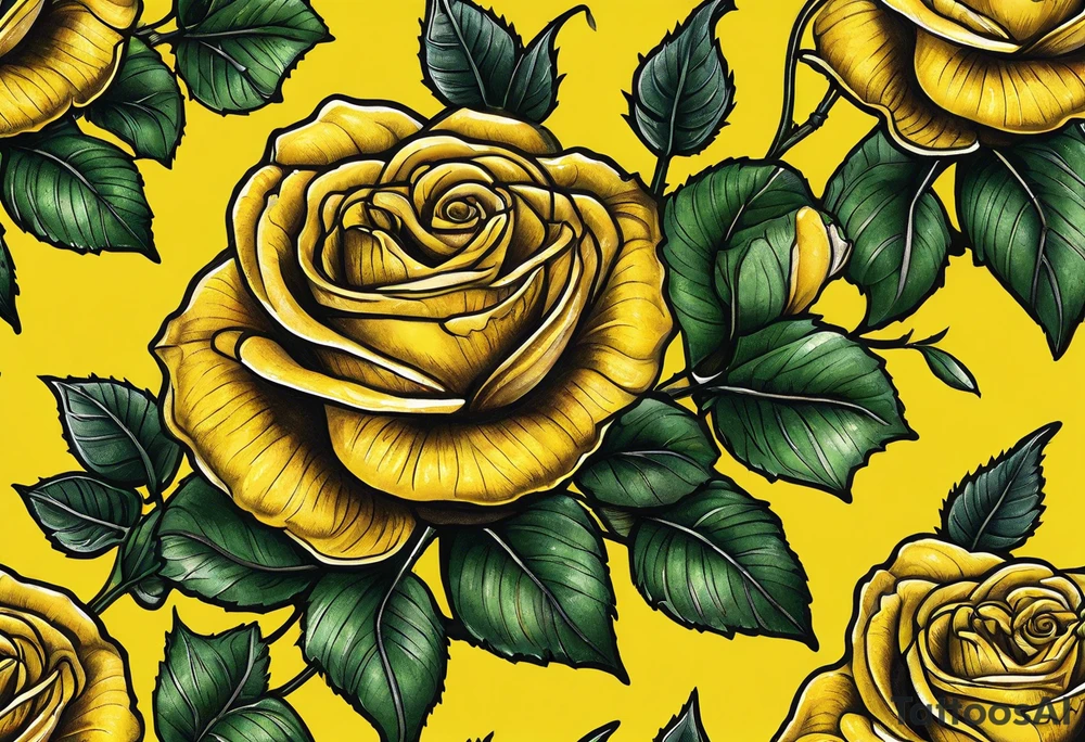 Yellow rose bagpipes tattoo idea