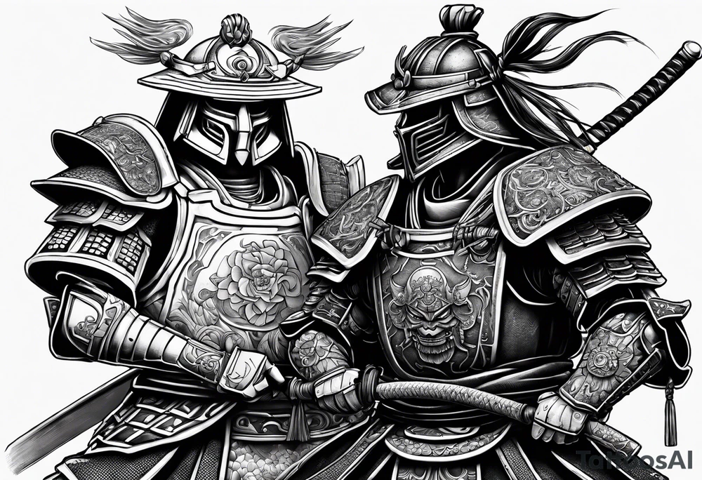 robot samurai vs human samurai in a duel to the death tattoo idea