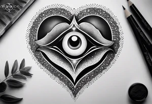 Cuore sacro con pugnale e occhio di ra tattoo idea