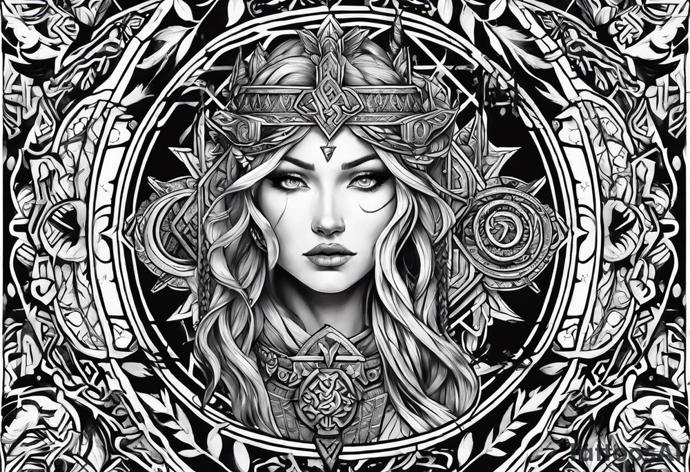 gods of Scandinavian mythology and runes tattoo idea