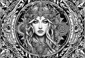 gods of Scandinavian mythology and runes tattoo idea