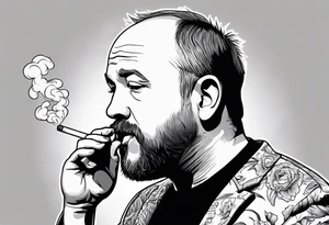 Louis C.K. smoking cigarette tattoo idea