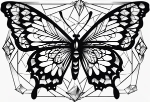 Simple butterfly on Indra's diamond network background tattoo idea