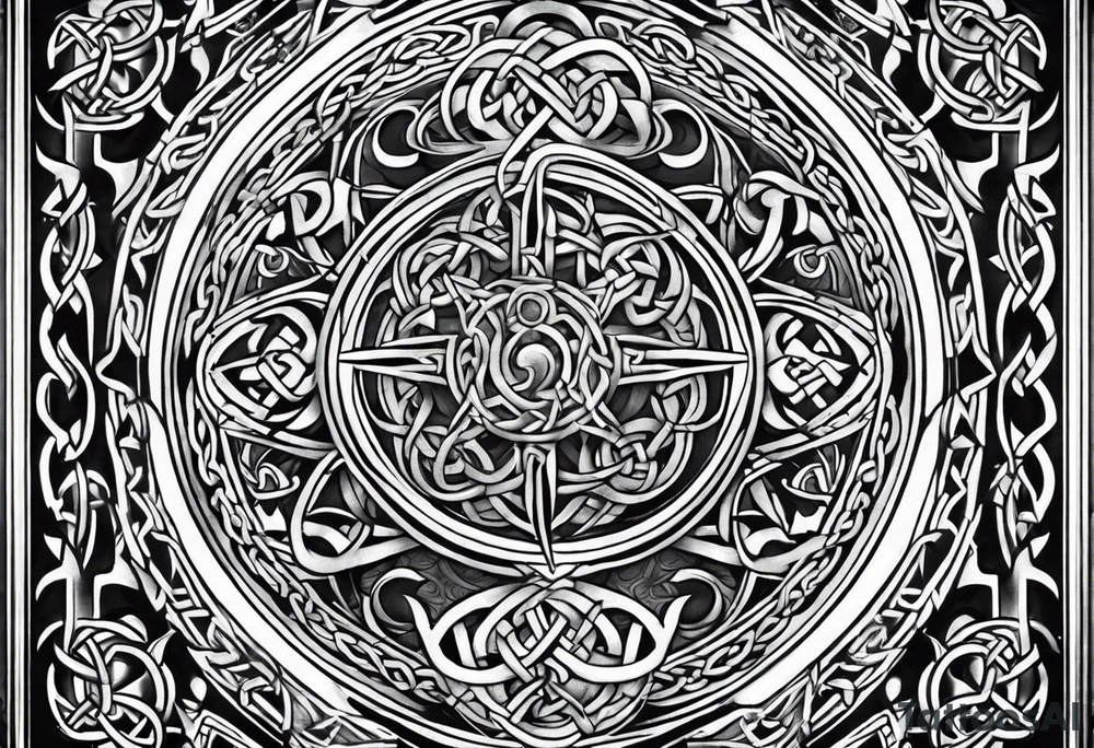 Celtic Viking sleeve tattoo with Viking compass tattoo idea