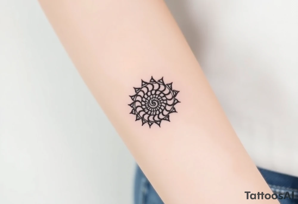 Fibonacci sun spiral shell tattoo idea