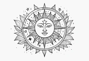 Sun and moon and stars tattoo idea