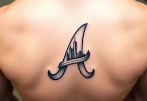 Atlanta Braves letter logo “A” with 3D skyline incorporated in the letter tattoo idea