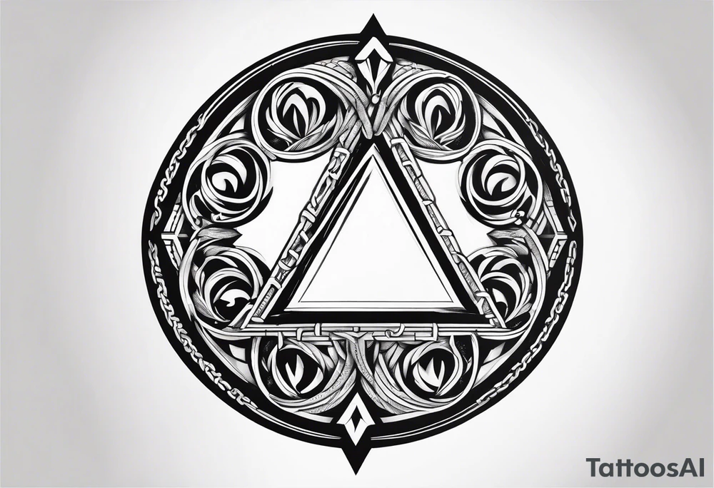 Simplistic symbol large delta inside a circle made from chain tattoo idea