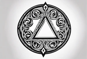 Simplistic symbol large delta inside a circle made from chain tattoo idea