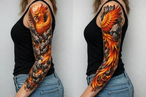 A phoenix come out of the rocks tattoo idea