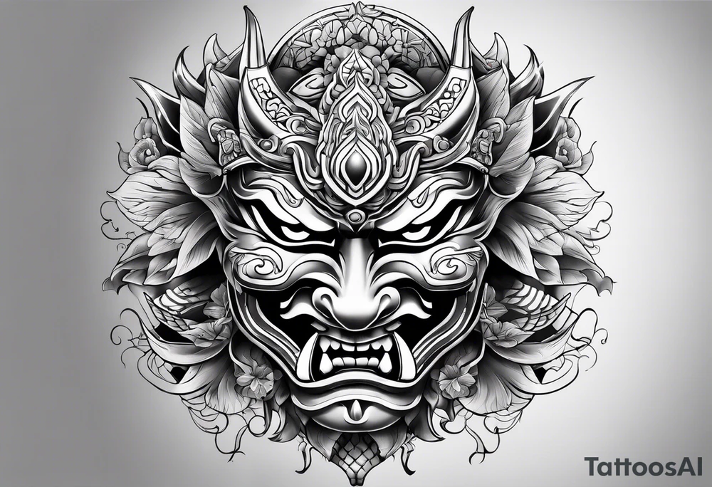 Japanese mask tattoo idea
