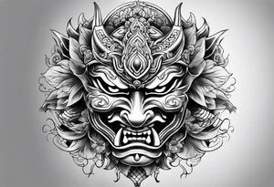 Japanese mask tattoo idea