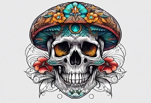 Third eye mushroom skull tattoo idea