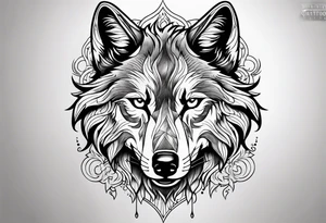 Wolf rising from flames tattoo idea