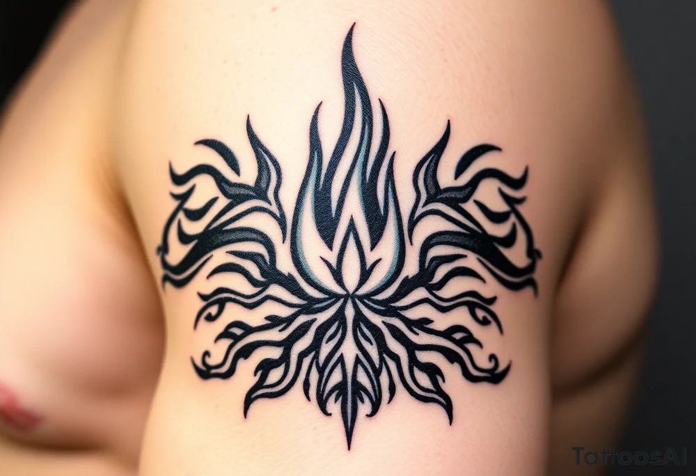 a flame in a roots form tattoo idea