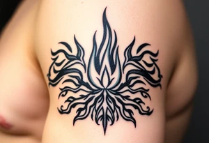 a flame in a roots form tattoo idea
