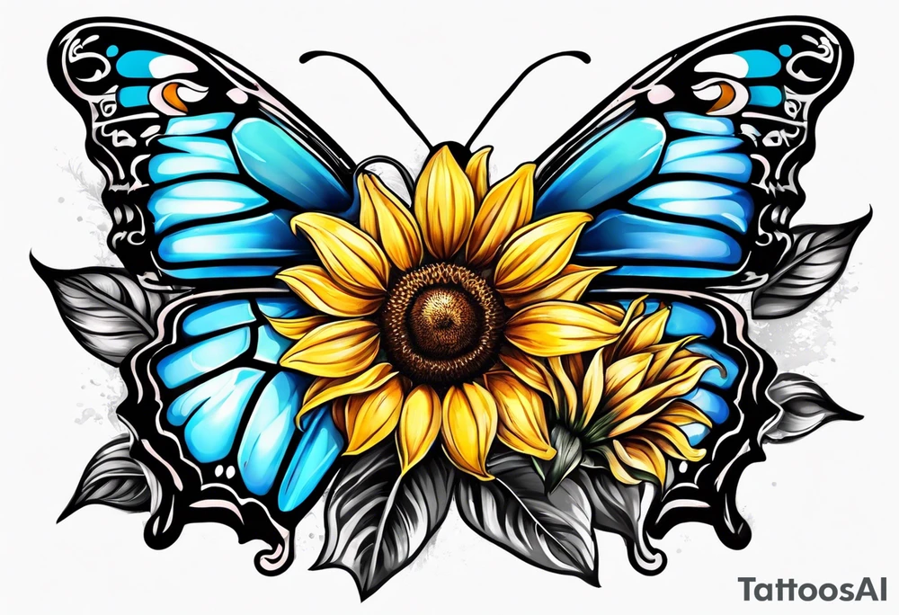Sunflower and butterfly tattoo idea