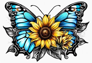 Sunflower and butterfly tattoo idea