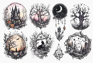 witchy grungy nature magic tattoo idea