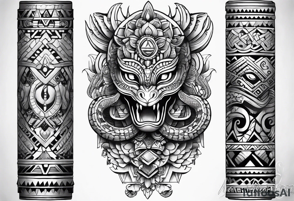 aztec snake sleeve tattoo idea