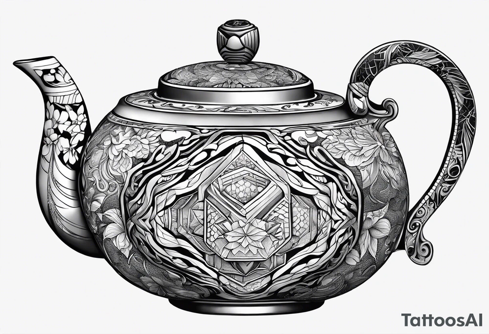 Teapot with 3-d cube tattoo idea