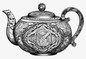 Teapot with 3-d cube tattoo idea