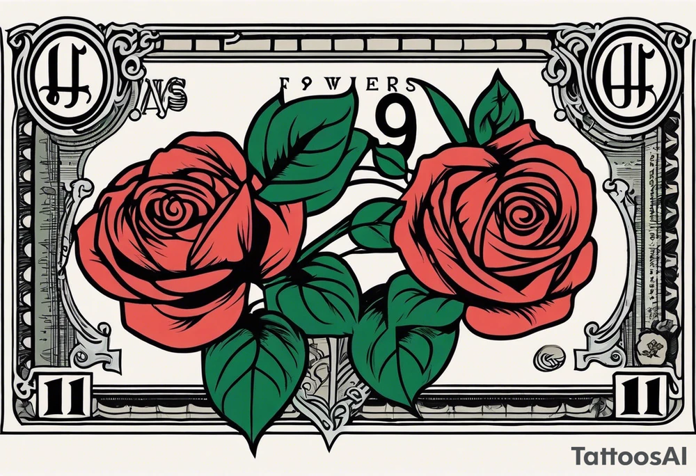 The flowers are money roses on American bills. tattoo idea
