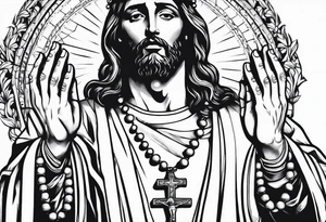 Jesus hands with a rosary tattoo idea