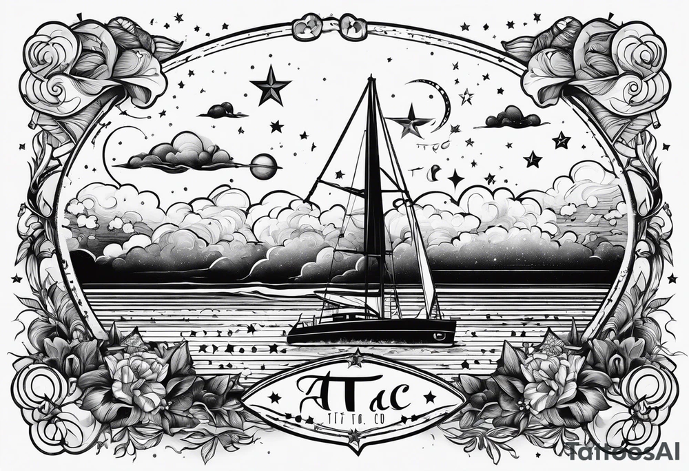 Stars in the sky line up to spell the word T A C tattoo idea